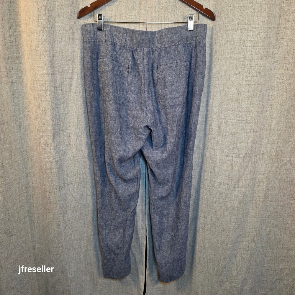 Van Heusen Womens Blue Linen Blend Drawstring Jogger Crop Pants Size 10 Casual - Picture 6 of 6